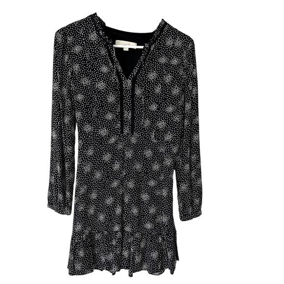 LOFT Women's Petit Mini Dress Long Sleeves Size 2P Black and White - Picture 1 of 11